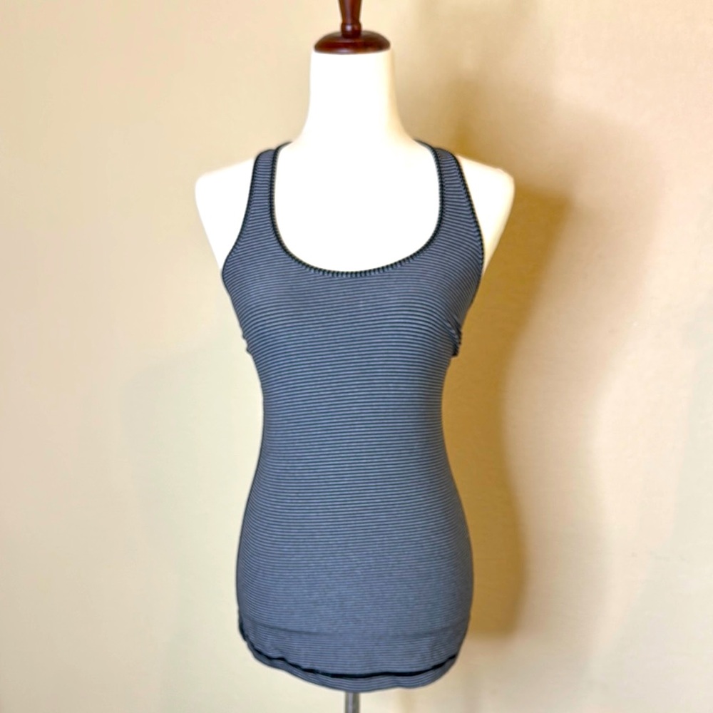 Lululemon Striped Black and Gray Women's Tank Top